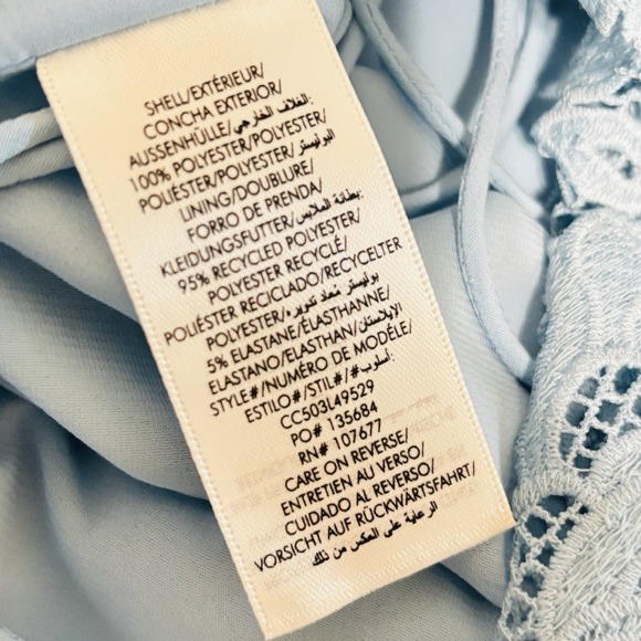 Alice + Olivia Clover Open Back Lace Dress Sz 8 Mineral Blue Ruffle - Picture 15 of 15